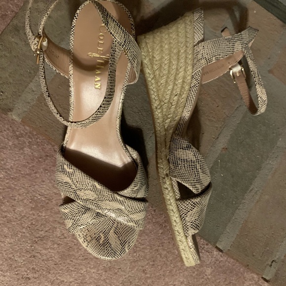 Cole Haan Leather Wedge Sandal Nike Air Python print wedges 8AA - Picture 8 of 8